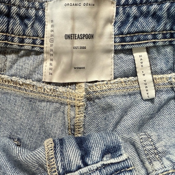 OneTeaspoon Bandit Denim Shorts Size 26 Distressed Frayed Hem High/Low high Rise - Picture 3 of 5